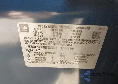 2016 GMC Terrain Sle-2 из США, поврежденный, VIN 2GKALNEK7G6124596